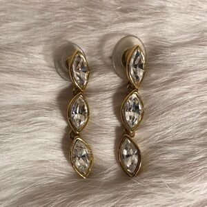 Vintage Monet Signed Faux Diamond Goldtone Earring